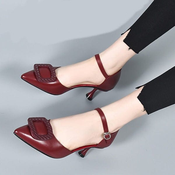 Lively® Sandales 35 / Rouge Hauts talons en cuir | Lively®